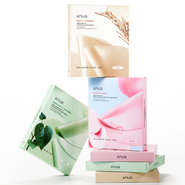 Anua - Collagen Mask * Rice 70 Glow (Parlatıcı Pirinç Kepeği Sulu Kolajenli Şeffaflaşan Maske) 4lü