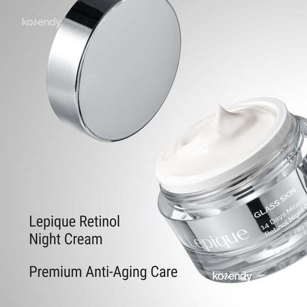 Lepique - Glass Skin 14Days Miracle Retinol Night Cream (Kırışıklık ve Elastikiyet Kaybı Önleyici Cam Cilt Görünümü Veren Retinollü Krem) 50ml