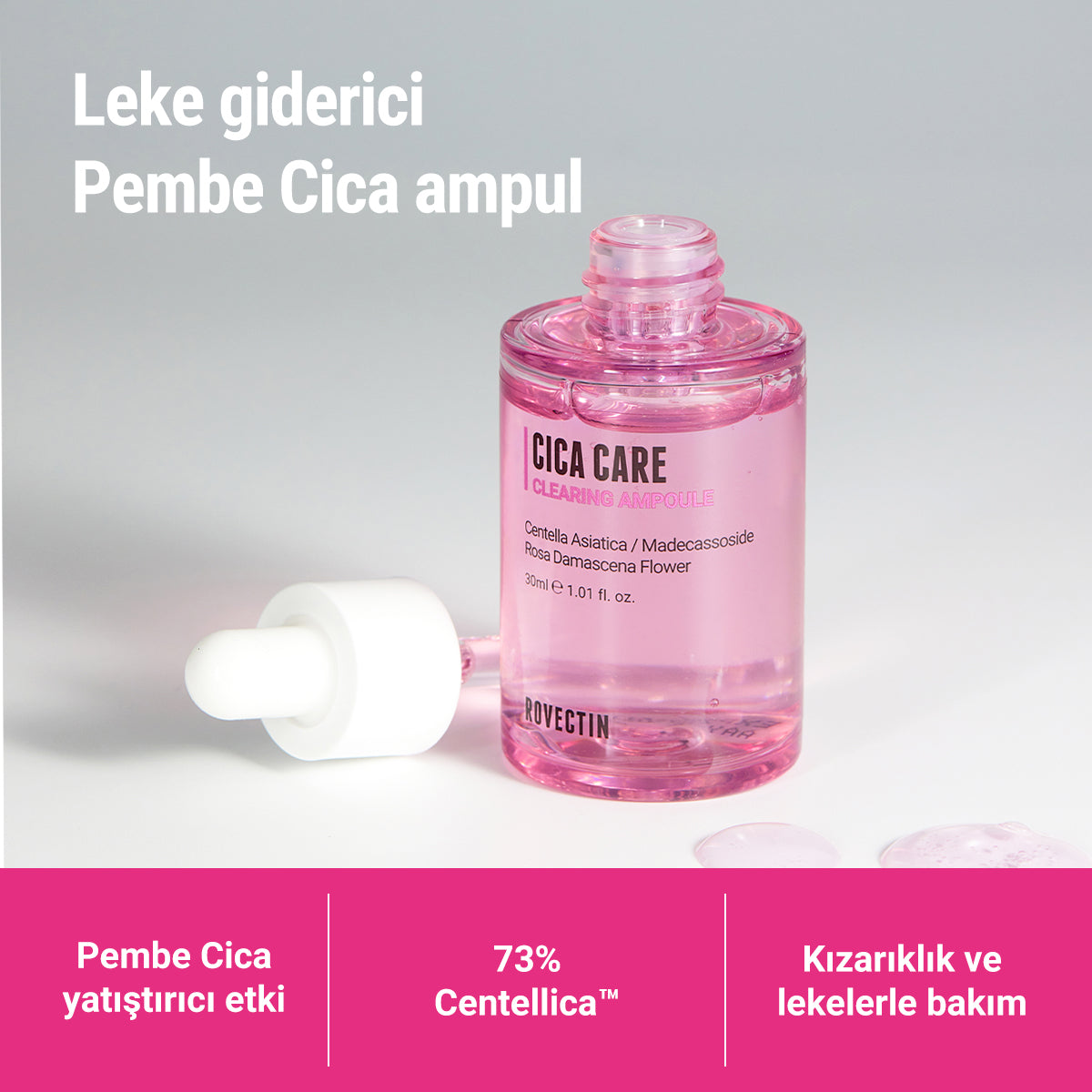 Rovectin - Cica Care Clearing Ampoule 30ml (Kızarıklık ve Leke Önleyici Stres Karşıtı Cica Ampulü) 30ml