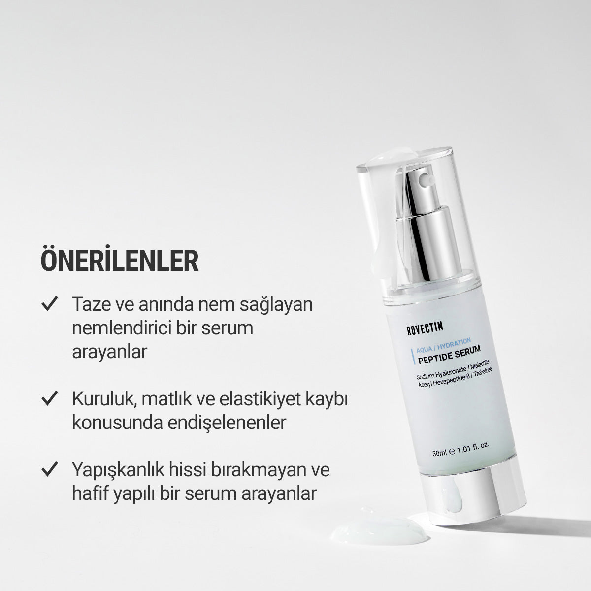 Rovectin - Aqua Peptide Serum (Botoks Etkili Yaşlanma Karşıtı Yoğun Nemlendirici Serum) 30ml