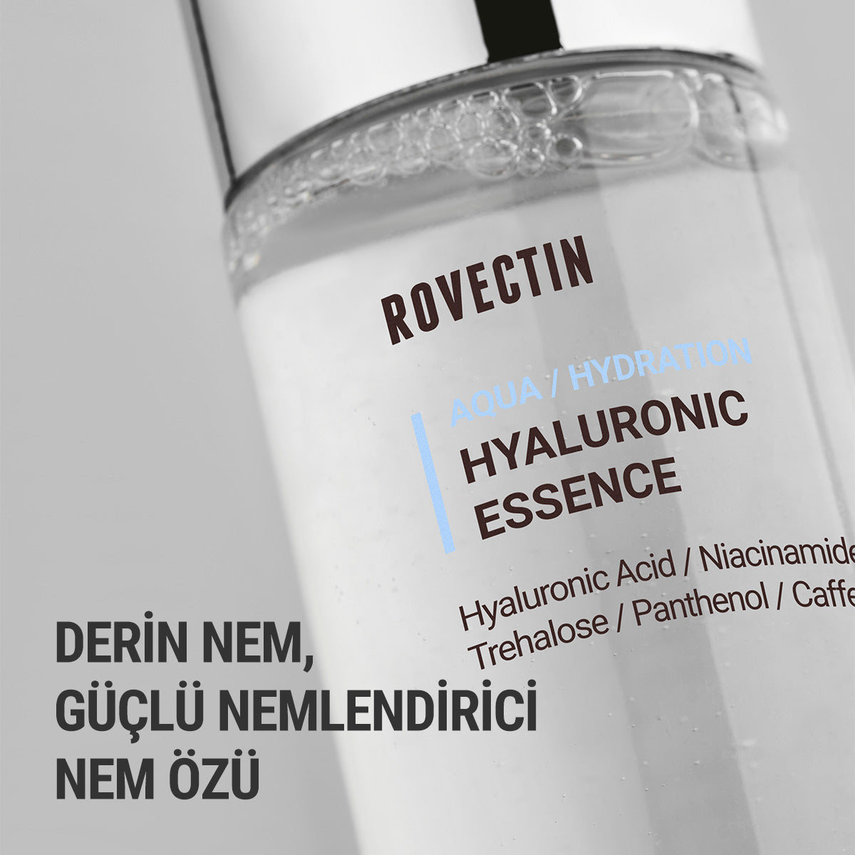 Rovectin Aqua Hyaluronic Essence 100ml - 7 tip hyaluronik asit içeren hassas ciltlere uygun nemlendirici serum