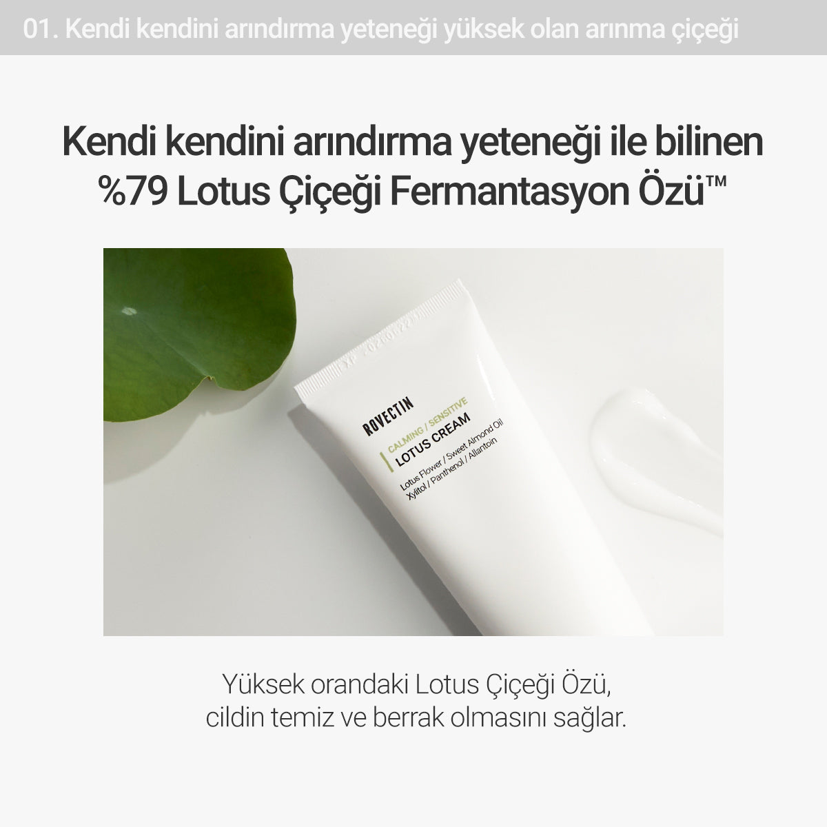 Rovectin - Calming Lotus Cream 60ml (Cilt Hasarına Karşı Koruyucu Lotus Çiçekli  Nem Hapsedici Krem) 60ml
