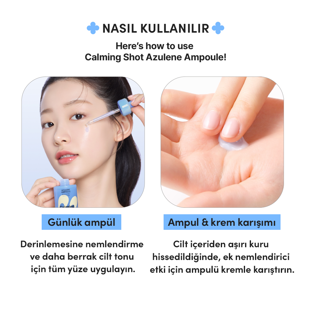 Mamonde - Calming Shot Azulene Ampoule (Isı Düşürücü ve Leke Önleyici Mavi Azulenli ve Papatya Sulu Serum) 50ml (%20 Tanıtım İndirimli)