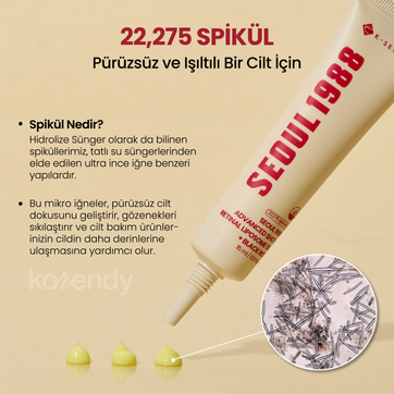 K-Secret - Seoul 1988 Advanced Shot: Retinal Liposome 12% + Black Rice (Kırışıklık Önleyici 12% Lipozomal Retinal ve Siyah Pirinçli Mikro Spiküllü Bakım Kremi) 15ml