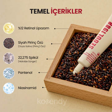 K-Secret - Seoul 1988 Advanced Shot: Retinal Liposome 12% + Black Rice (Kırışıklık Önleyici 12% Lipozomal Retinal ve Siyah Pirinçli Mikro Spiküllü Bakım Kremi) 15ml