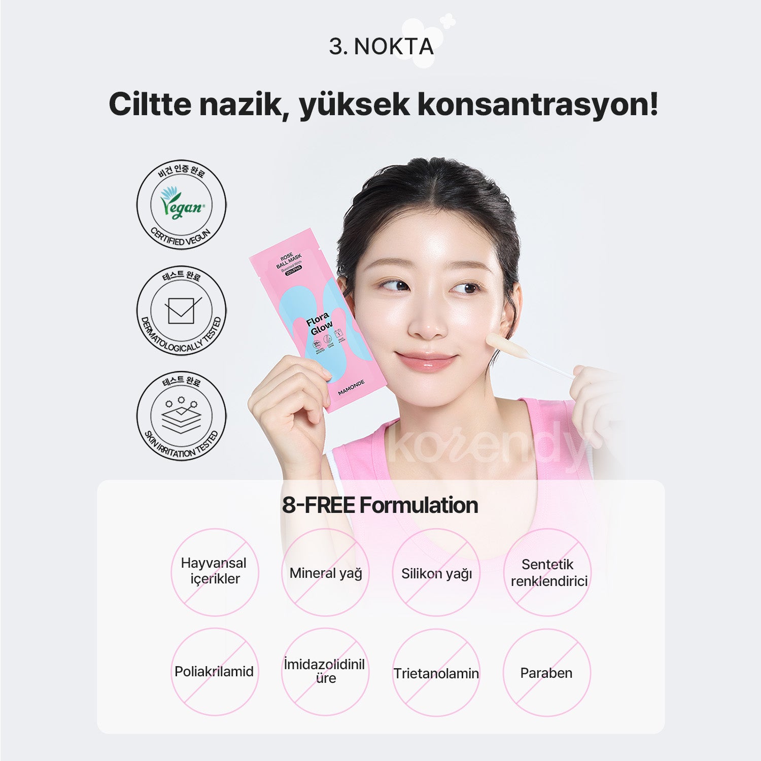 Mamonde - Flora Glow Rose Ball Mask (Doku Yenileyici ve Işıltı Verici %20 PHA & Gül PDRN İçeren Top Maske) 3.5ml (Sepette %15 ~ %30 Lansman İndirimli)