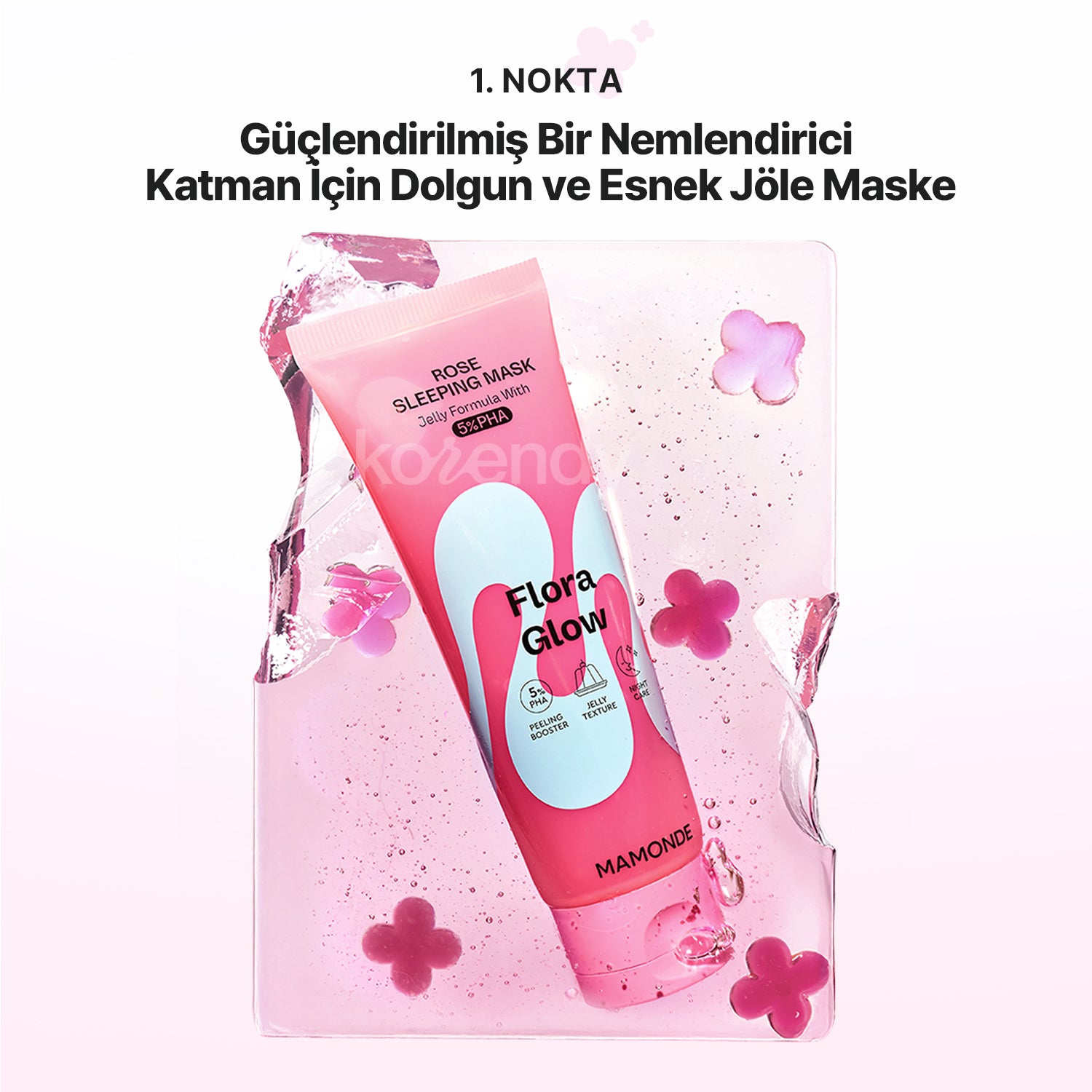 Mamonde - Flora Glow Rose Sleeping Mask (Pürüzsüzlük Koruyucu ve Parlatıcı %5 PHA & Gül PDRN İçeren Jel Uyku Maskesi) 80ml (Sepette %15 ~ %30 Lansman İndirimli)