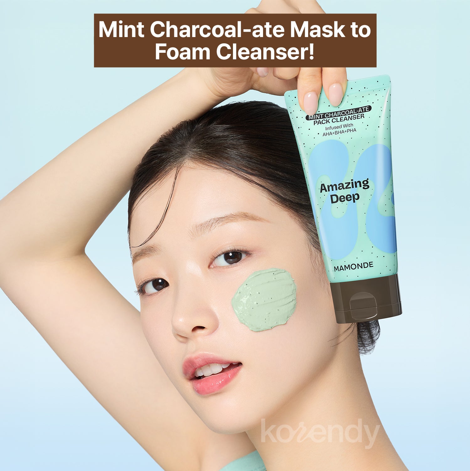 Mamonde - Amazing Deep Mint Charcoal-ate Mask to Foam Cleanser (Gözenek Arındırıcı ve Serinletici Nane & Kömür İçeren Maske-Köpük Temizleyici) 135g (Sepette %15 ~ %30 Lansman İndirimli)
