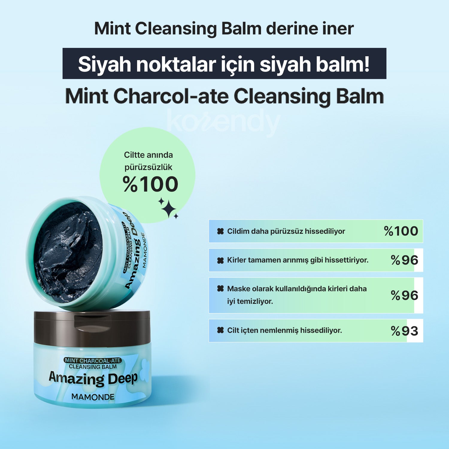 Mamonde - Amazing Deep Mint Charcoal-ate Cleansing Balm (Siyah Nokta ve Gözenek Arındırıcı Nane, Kil & Kömürlü Temizleyici Balm) 90ml (Sepette %15 ~ %30 Lansman İndirimli)