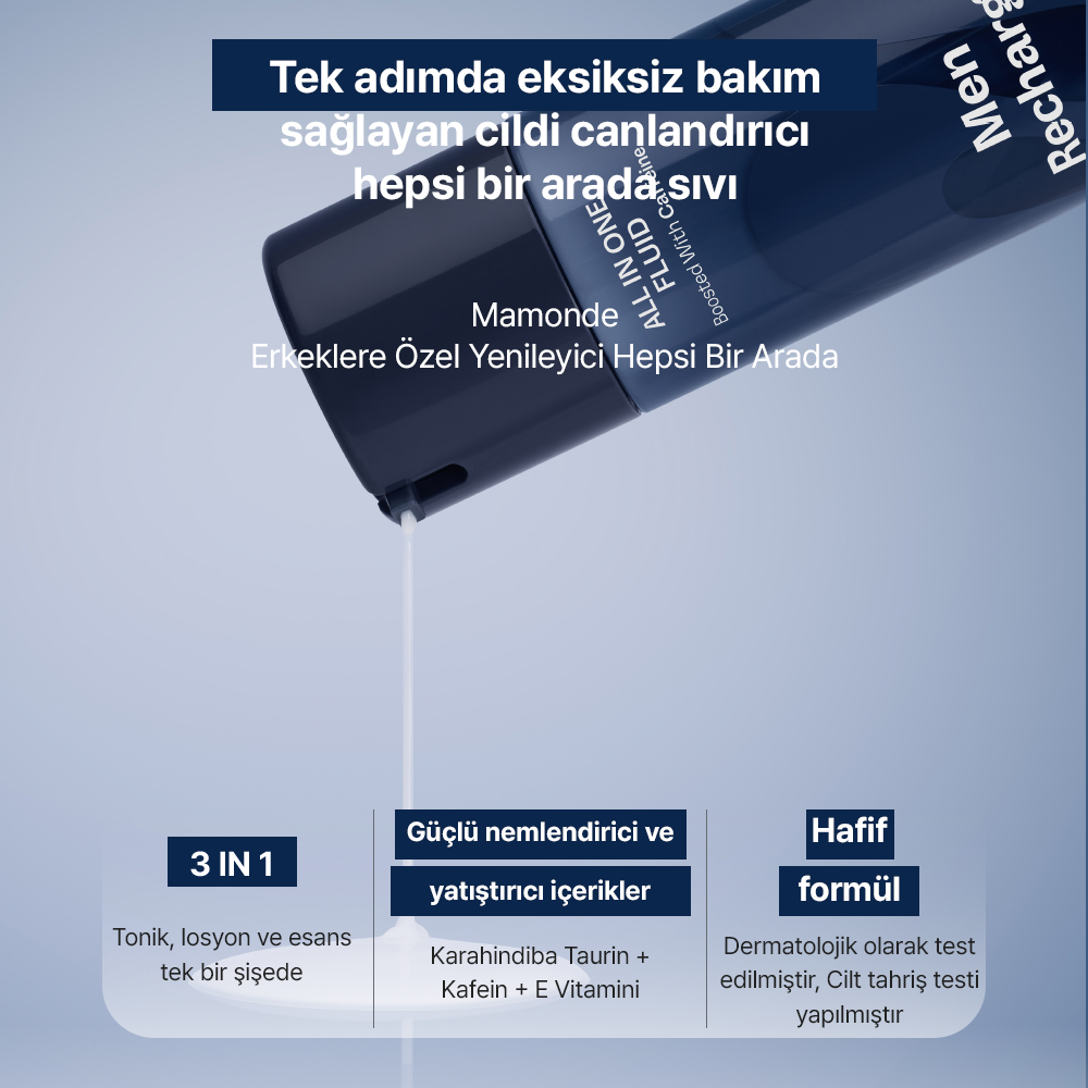 Mamonde - Men Recharging All In One Fluid (Tıraş Sonrası Nemlendirici 3'ü Bir Arada Erkek Bakım Ürünü) 180ml