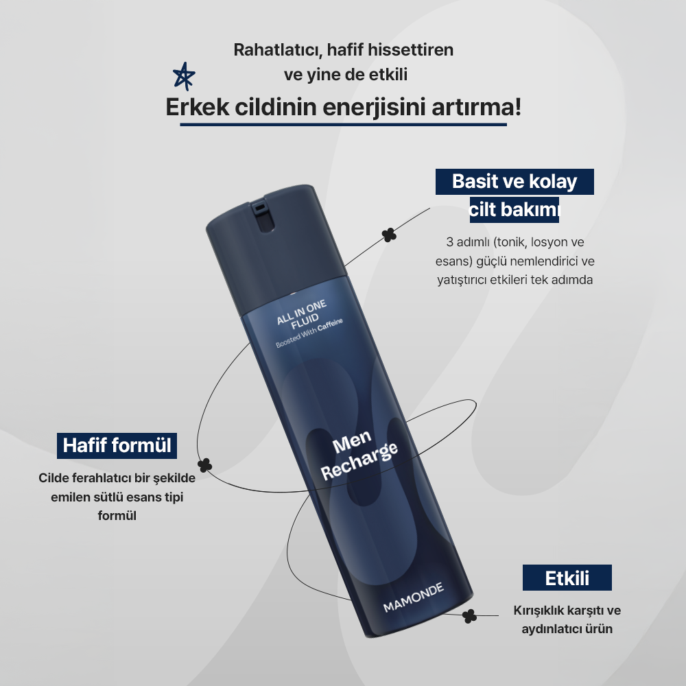 Mamonde - Men Recharging All In One Fluid (Tıraş Sonrası Nemlendirici 3'ü Bir Arada Erkek Bakım Ürünü) 180ml