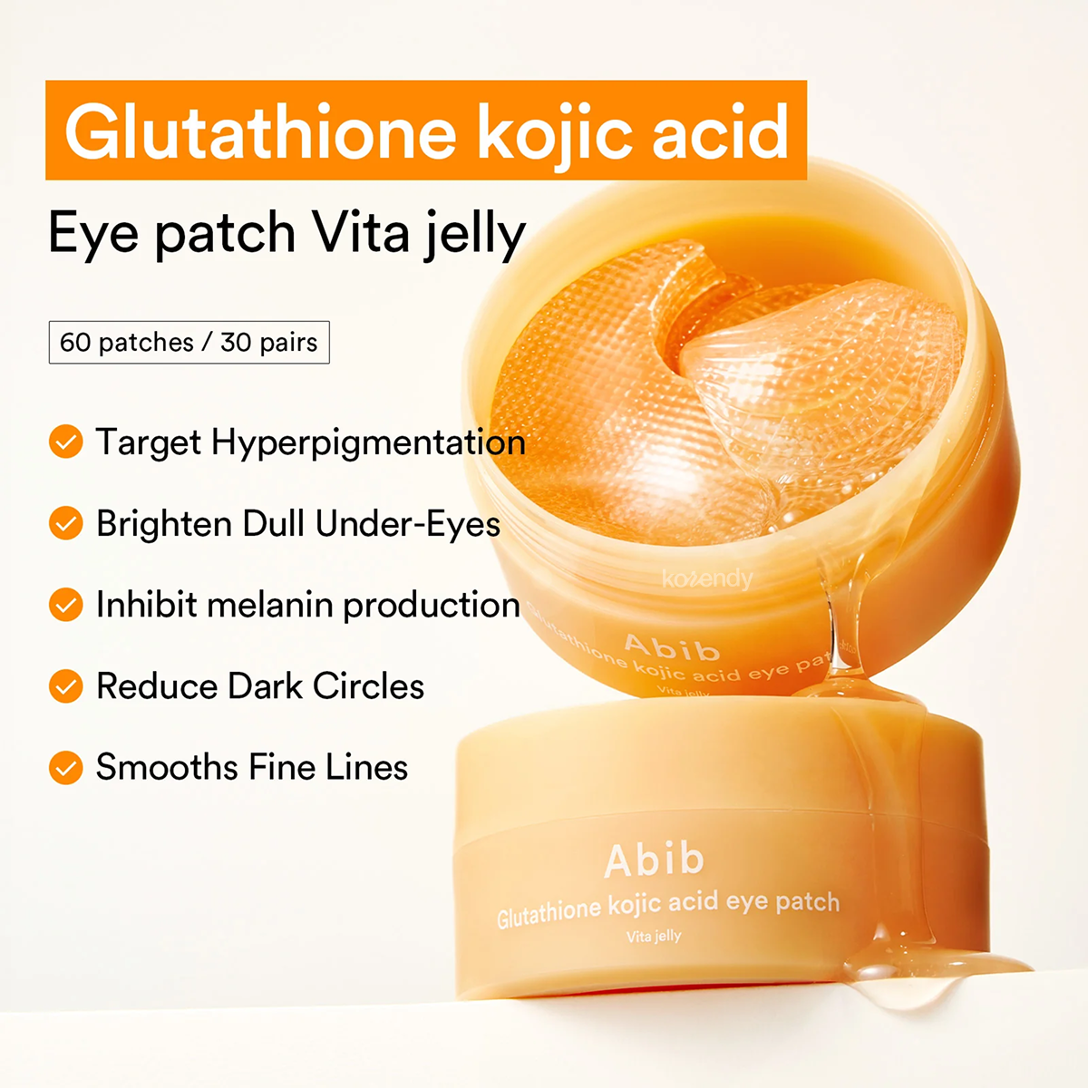 Abib - Glutathione Kojic Acid Eye Patch Vita Jelly (Parlatıcı Glutatyon Kojik Asit ve C Vitaminli Hidrojel Göz Bandı) 90g (60ad) (%15-%30 Lansman İndirimi)