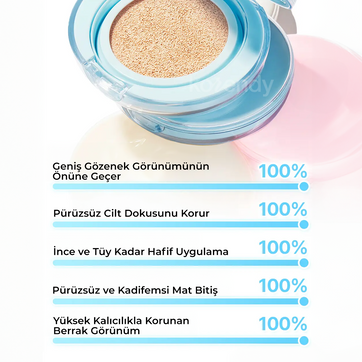 Amuse - Airy Pore Cover Cushion (Uzun Süre Kalıcı Gözenek Blurlayıcı Mat Bitişli Peptitli Cushion) 15g (%50 İndirimli)