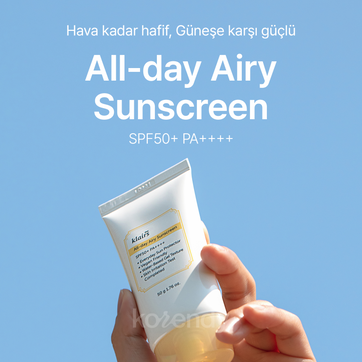 Klairs - All Day Airy Sunscreen SPF 50+ PA++++ (Hafif Dokulu Su Bazlı Güneş Koruyucu Krem) 50gr