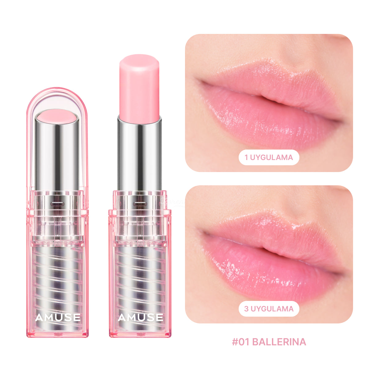 Amuse - Dew Balm (Hafif Renk Veren Vegan Kolajenli Besleyici Dudak Balmı) 3.2g (Sepette %30)