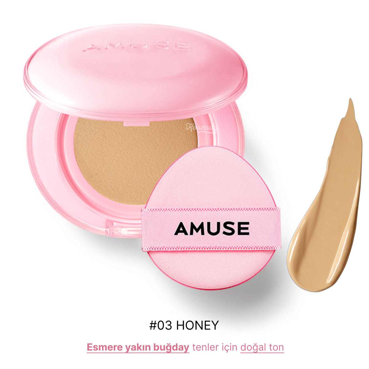 Amuse - Dew Power Vegan Cushion SPF 50+ PA++++ (Centella ve Peptitli Gün Boyu Kalıcı Orta Parlak Bitişli) 15g