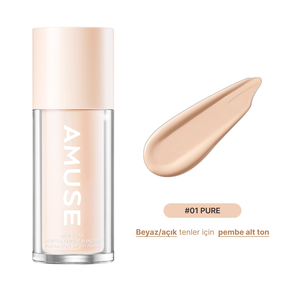 Amuse - Dew Wear Foundation (Kalıcı Parlaklık Etkisi Sunan Doğal Kapatıcı Fondöten) 35ml (Sepette %30)