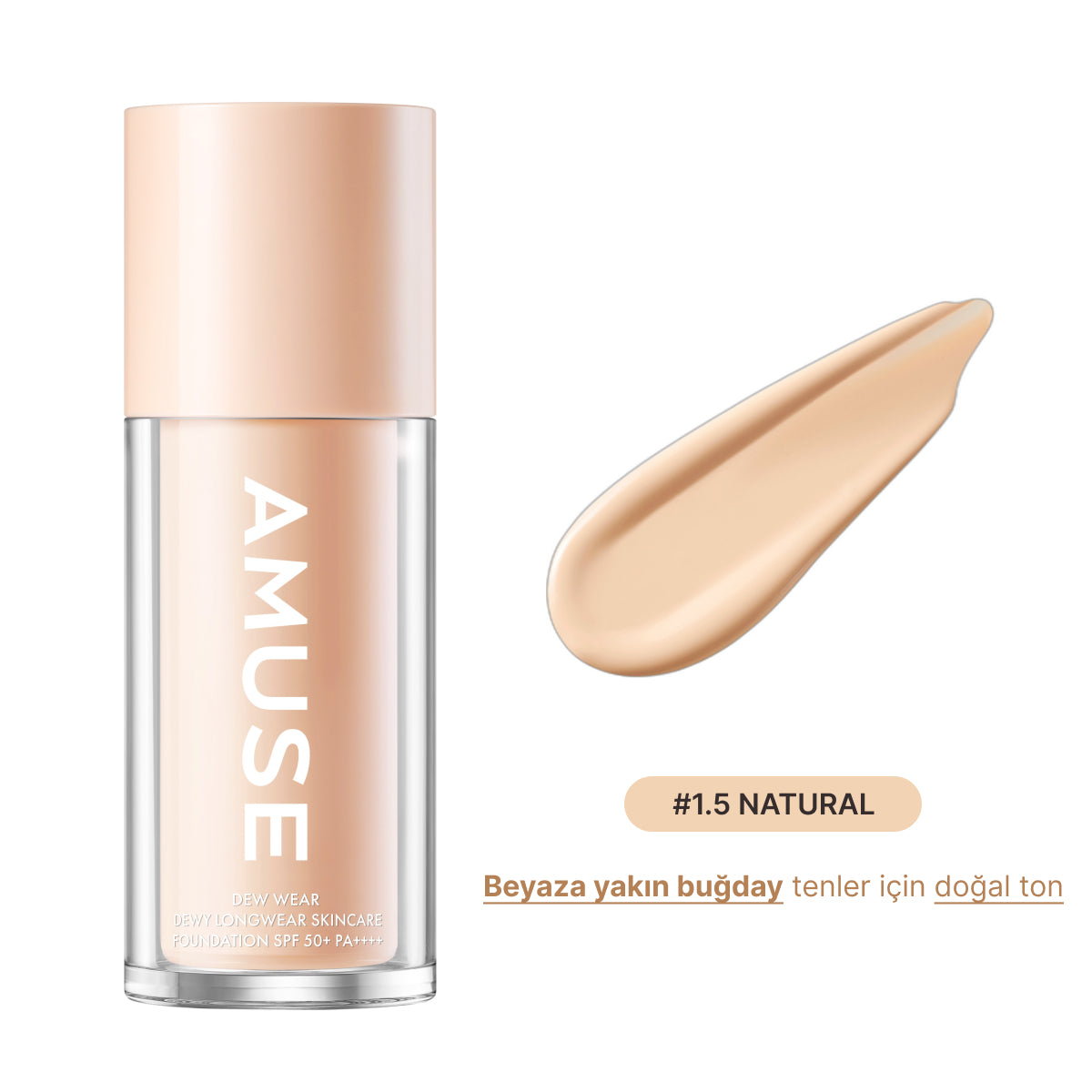 Amuse - Dew Wear Foundation (Kalıcı Parlaklık Etkisi Sunan Doğal Kapatıcı Fondöten) 35ml