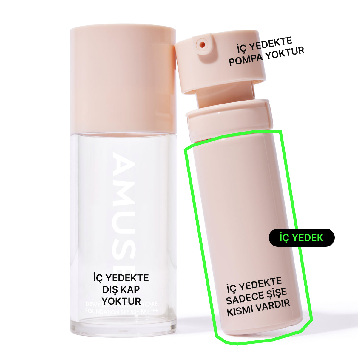 Amuse - (İÇ YEDEK REFILL) Dew Wear Foundation (Kalıcı Parlaklık Etkisi Sunan Doğal Kapatıcı Fondöten) 35ml (%50 SKT İndirimli)