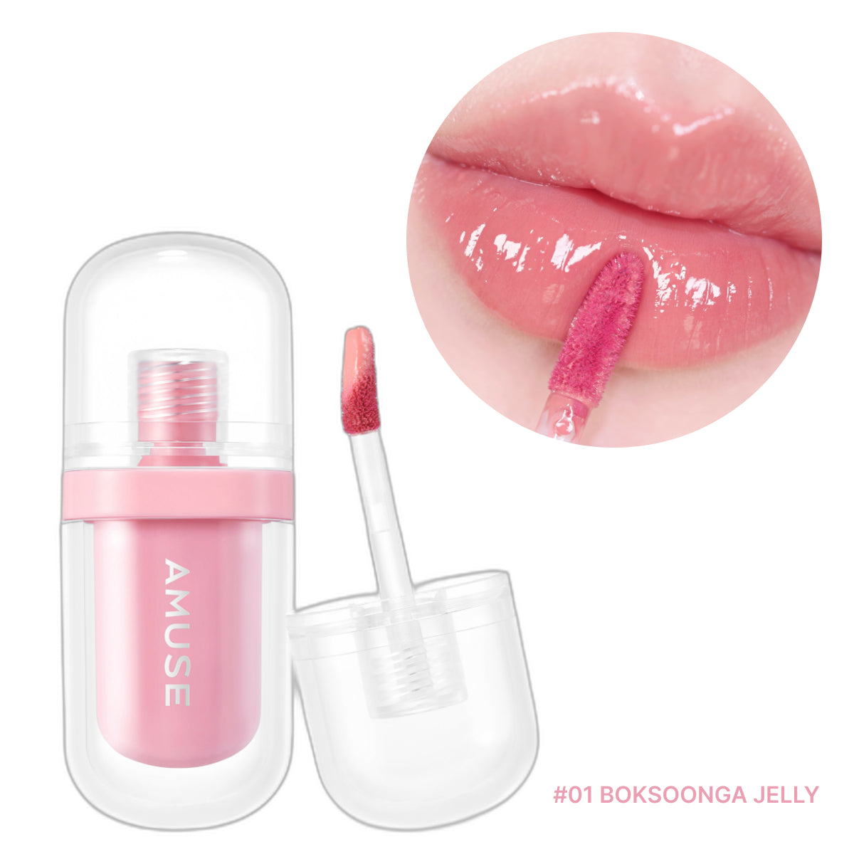 Amuse - Jel Fit Tint (8 Çeşit Hyaluronik Asit ve Şeftalili Parlatıcı Jel Dudak Ruju) 3.8g (Sepette %30)