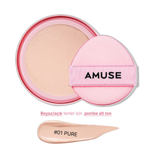 Amuse - (İÇ YEDEK REFILL) Dew Power Vegan Cushion SPF 50+ PA++++ 15g (Aynasız ve kapaklıdır)