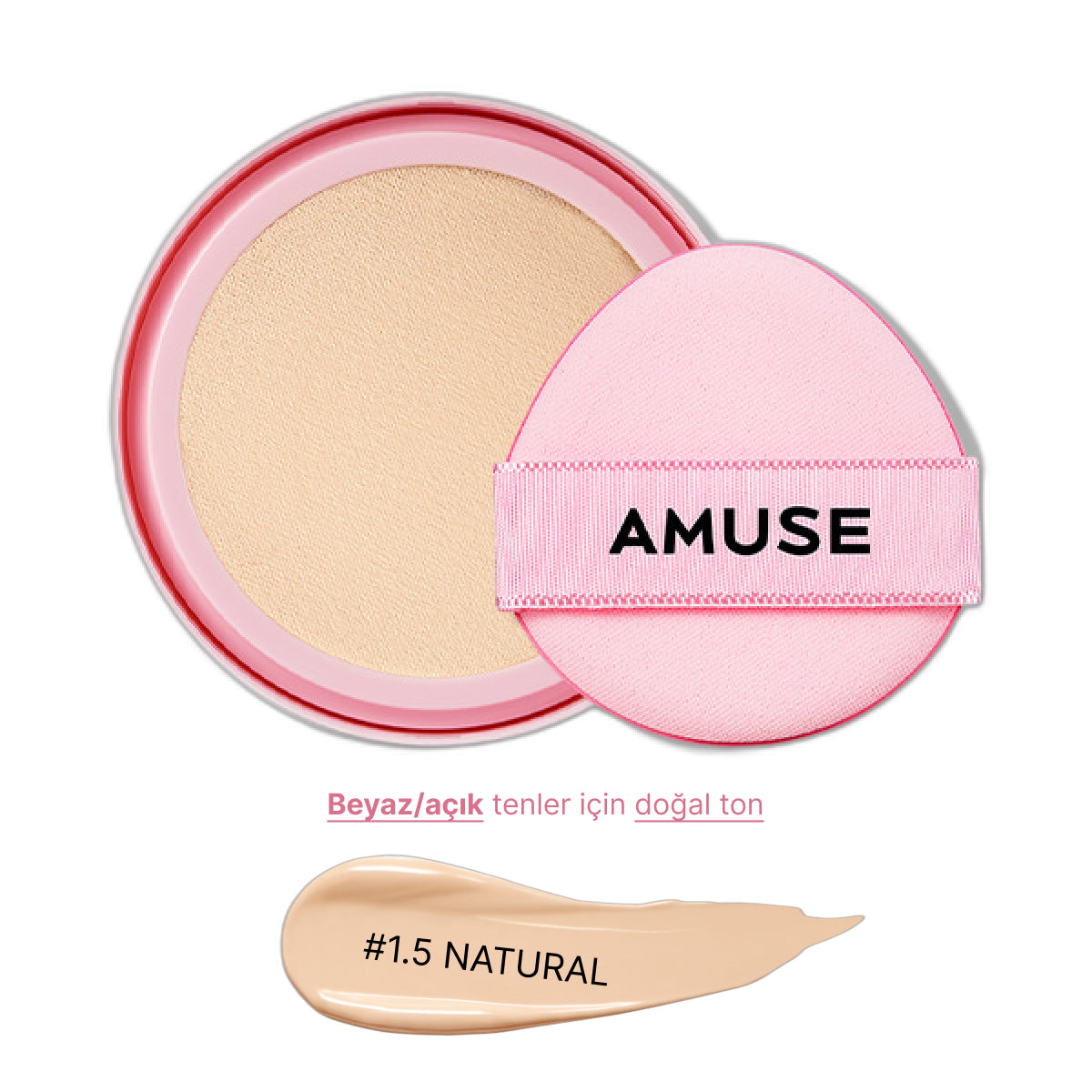 Amuse - (İÇ YEDEK REFILL) Dew Power Vegan Cushion SPF 50+ PA++++ 15g (Aynasız ve kapaklıdır)