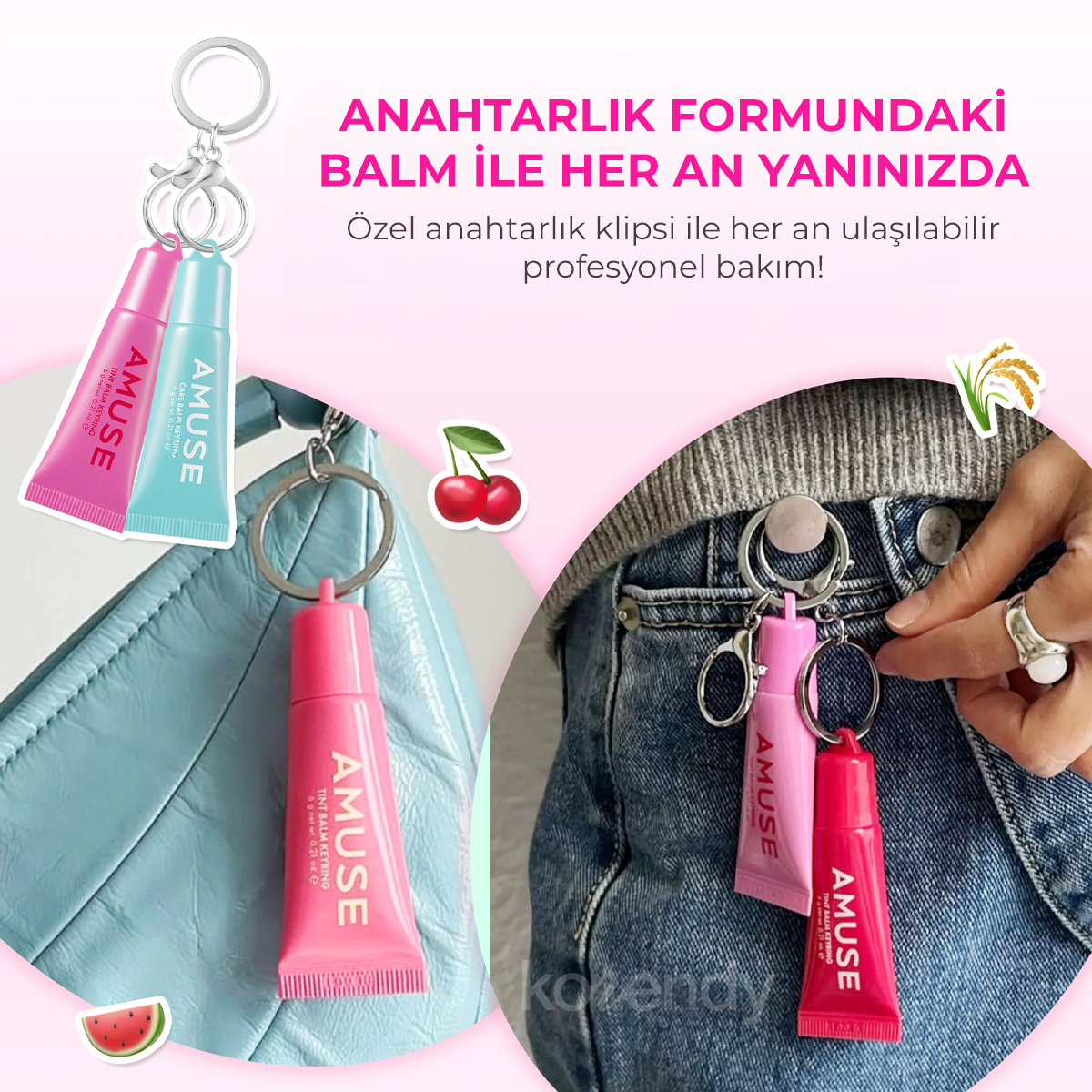 Amuse - Care Tint Balm Keyring (8 Çeşit Peptitli Kırışıklık Önleyici Besleyici Anahtarlıklı Lip Balm) 6g (%50 İndirimli)