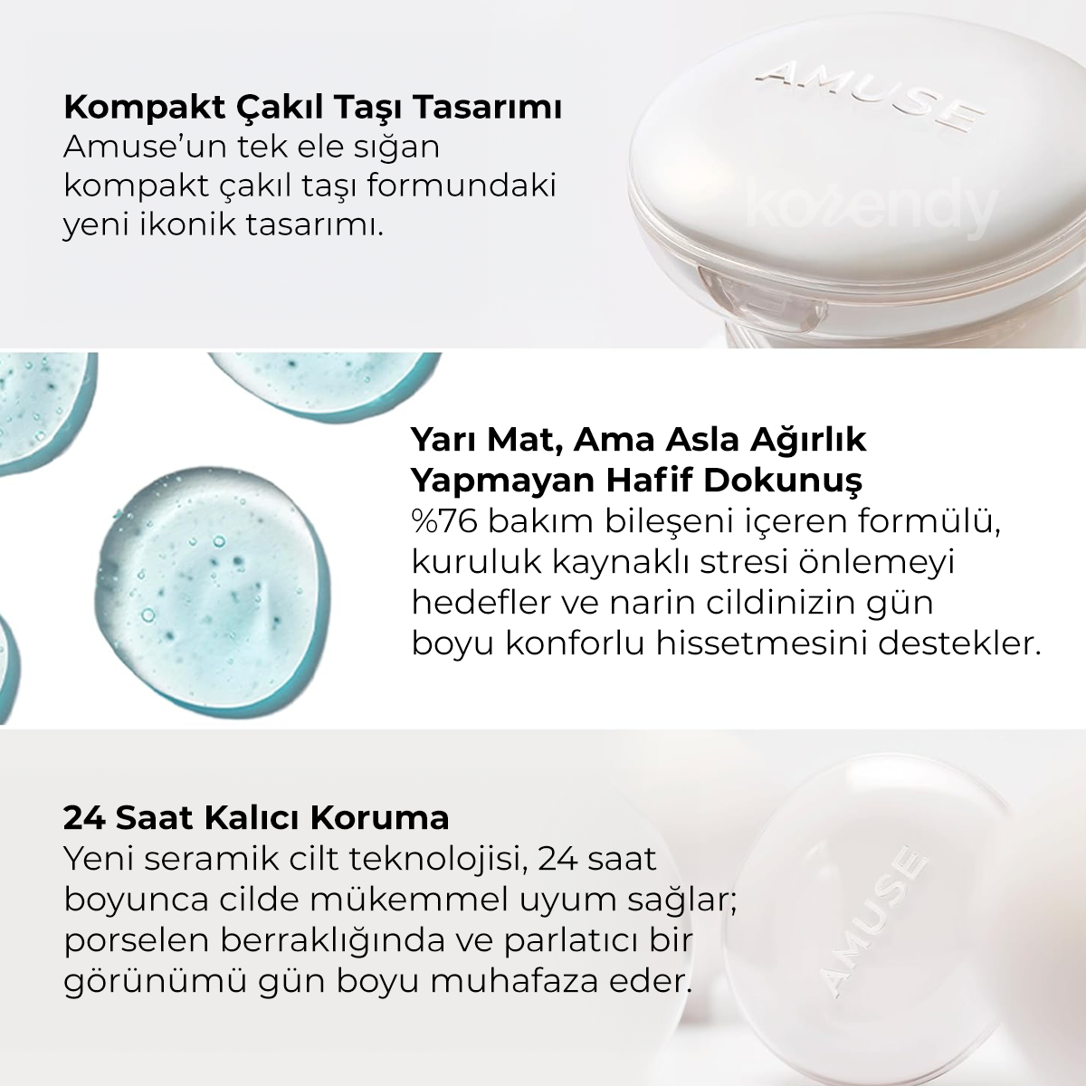 Amuse - Ceramic Skin Perfector SPF 40 PA++ (Seramid ve Peptitli Porselen Cilt Cushion) 15gr (%60 SKT İndirimli)