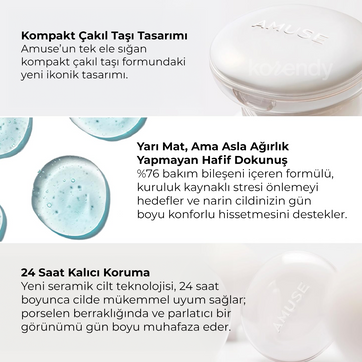 Amuse - Ceramic Skin Perfector SPF 40 PA++ (Seramid ve Peptitli Porselen Cilt Cushion) 15gr (%60 SKT İndirimli)