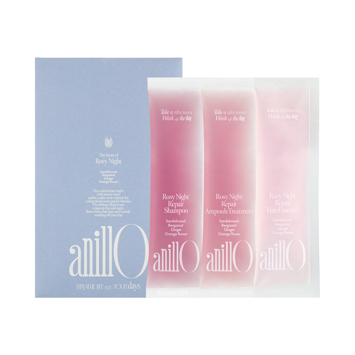 Anillo - Rosy Night Repair KIT (5ml + 5ml + 3ml) (Üç Adımlı Miskli Floral Kokulu Tester Saç Bakım Kiti)