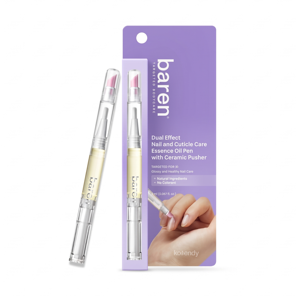 Baren - Nail and Cuticle Care Essence Oil Pen with Ceramic Pusher (Seramik İticili 2'si 1 Arada Tırnak Bakım Yağı) 2ml (%15-%30 Lansman İndirimi)