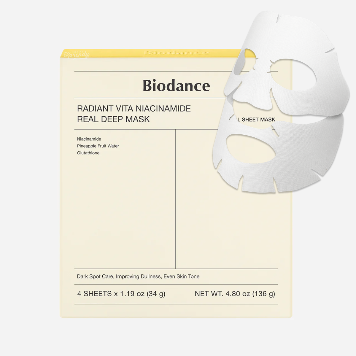 Biodance - Real Deep Mask * Radiant Vita Niacinamide (Koyu Leke Karşıtı Parlatıcı Şeffaflaşan Maske) 4lü