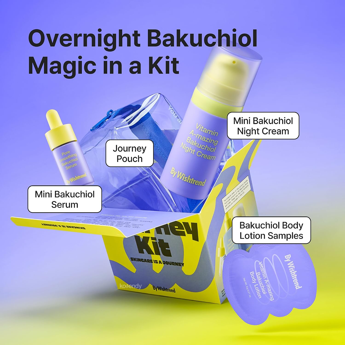 By Wishtrend  - Bakuchiol Skin Journey Kit (10ml + 10g + 6g x 3) (Geniş Gözenek Kırışıklık ve Pürüz Önleyici Esneklik Koruyucu Bakuchiol Mini Set)