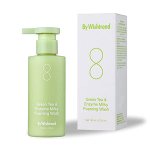 By Wishtrend - Green Tea & Enzyme Milky Foaming Wash (Yeşil Çaylı Tahıl Sütlü Nemlendirici Nazik Köpük Temizleyici) 140ml (SKT: 2026-01-06 - %20 indirimli)