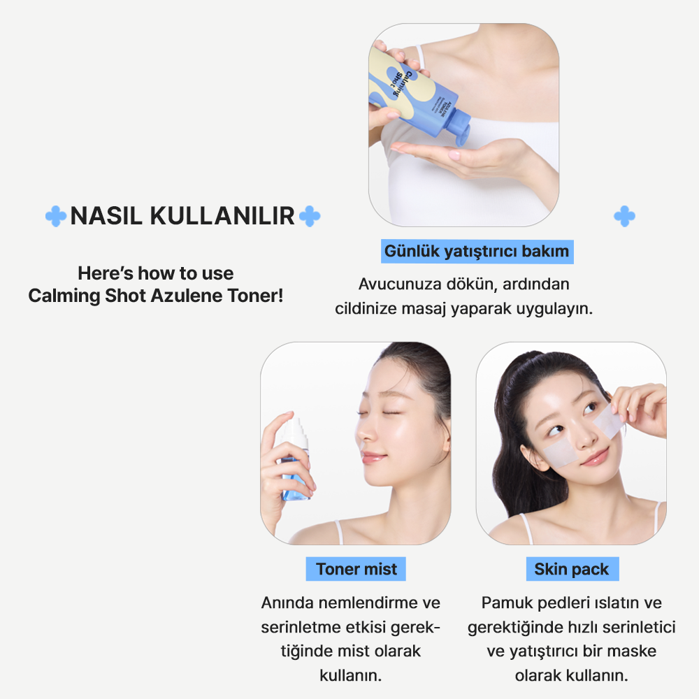 Mamonde - Calming Shot Azulene Toner (Stres ve Isı Düşürücü Sebum Arındırıcı Mavi Azulenli ve Papatya Sulu Tonik) 300ml