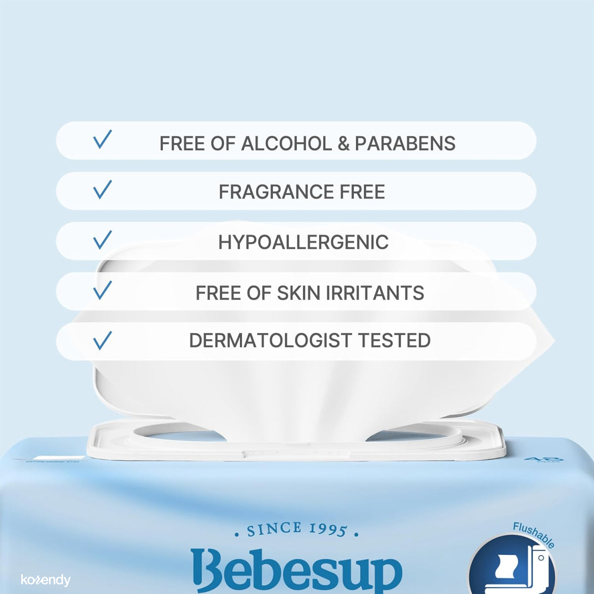 Bebesup - Clean Bidet Tissue (%99 Su Bazlı Kolayca Çözünebilir ve Tuvalete Atılabilir Yeşil Çaylı Tuvalet Mendili) 155g
