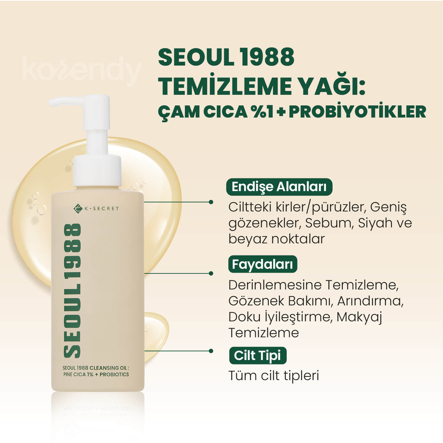 K-Secret SEOUL 1988 Cleansing Oil Pine Cica 1% + Probiotics – Korendy