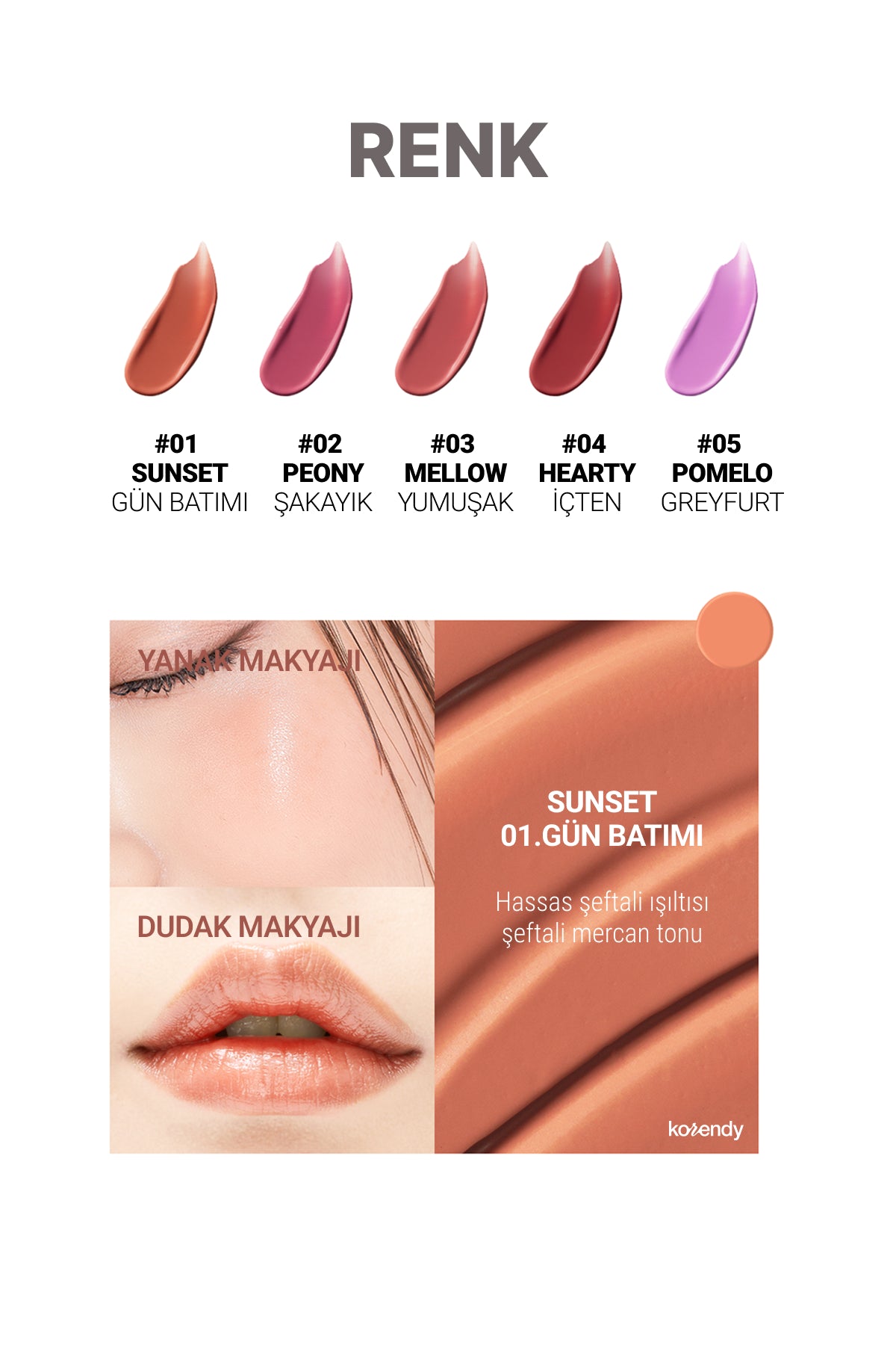Son & Park - Color Balm (Saten Parlak Dokulu Çok Amaçlı Dudak ve Yanak Makyajı Balmı) 4g