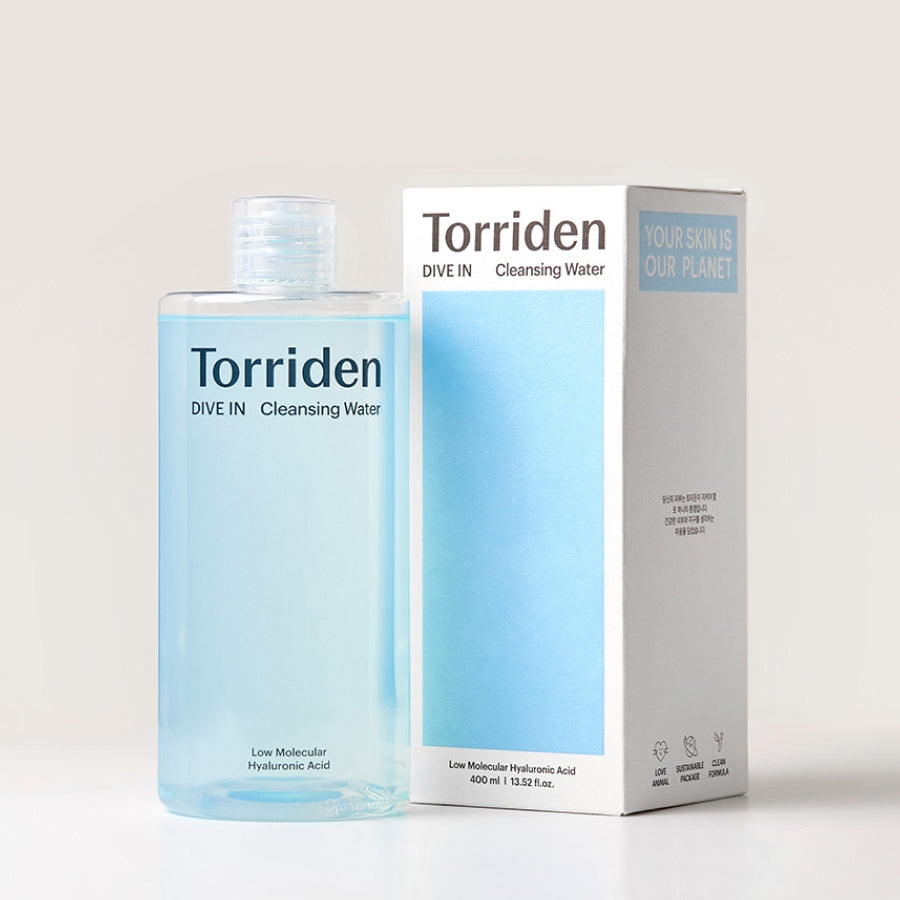 Torriden - DIVE-IN Low Molecular Hyaluronic Acid Cleansing Water (8 Tip Mikro Hyaluronik Asitli Makyaj ve Güneş Kremi Temizleyici) 400ml