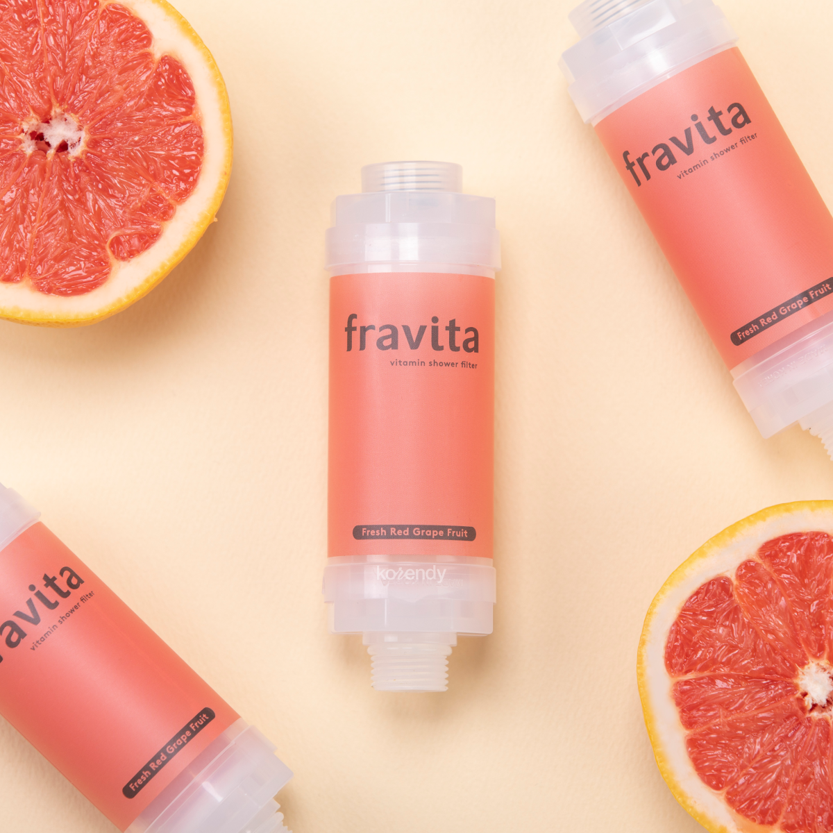 FRAVITA - Shower Filter Red Grape Fruit (Klor ve Pas Filtreleyici Greyfurt Kokulu 50 Milyar Gözenekli Duş Filtresi) 160g (%15-%30 Lansman İndirimi)