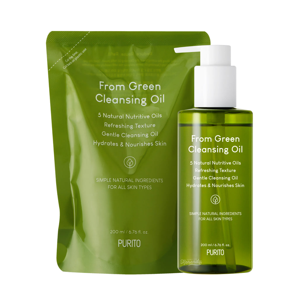 Purito - From Green Cleansing Oil Set (Gözenek Arındırıcı Beş Doğal Yağlı Parfümsüz Derinlemesine Temizleyici Yağ) 200+200ml