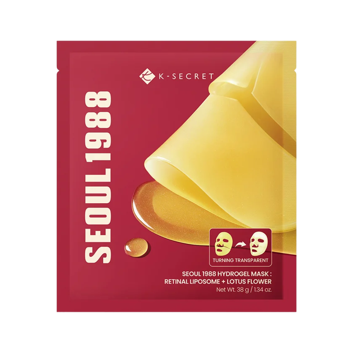K-Secret - SEOUL 1988 Hydrogel Mask : Retinal Liposome + Lotus Flower 4'lü Maske (Nemlendirici ve Elastikiyet Koruyucu Retinal ve Lotus Çiçekli Hidrojel Maske) 38g (%15-%30 Lansman İndirimi)
