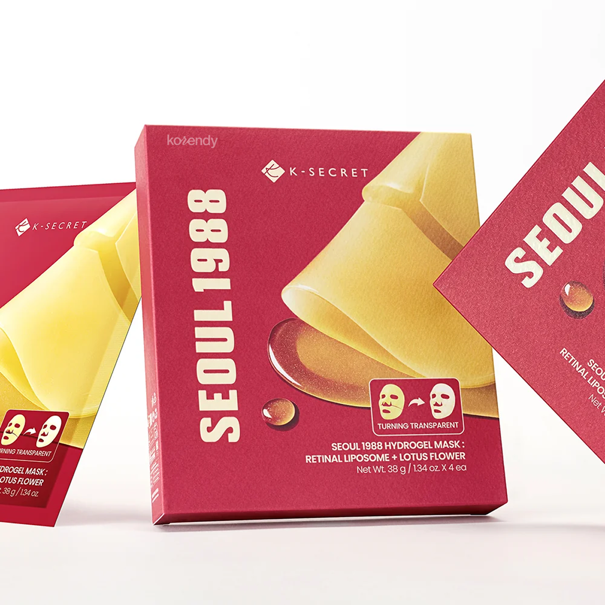 K-Secret - SEOUL 1988 Hydrogel Mask : Retinal Liposome + Lotus Flower 4'lü Maske (Nemlendirici ve Elastikiyet Koruyucu Retinal ve Lotus Çiçekli Hidrojel Maske) 38g (%15-%30 Lansman İndirimi)