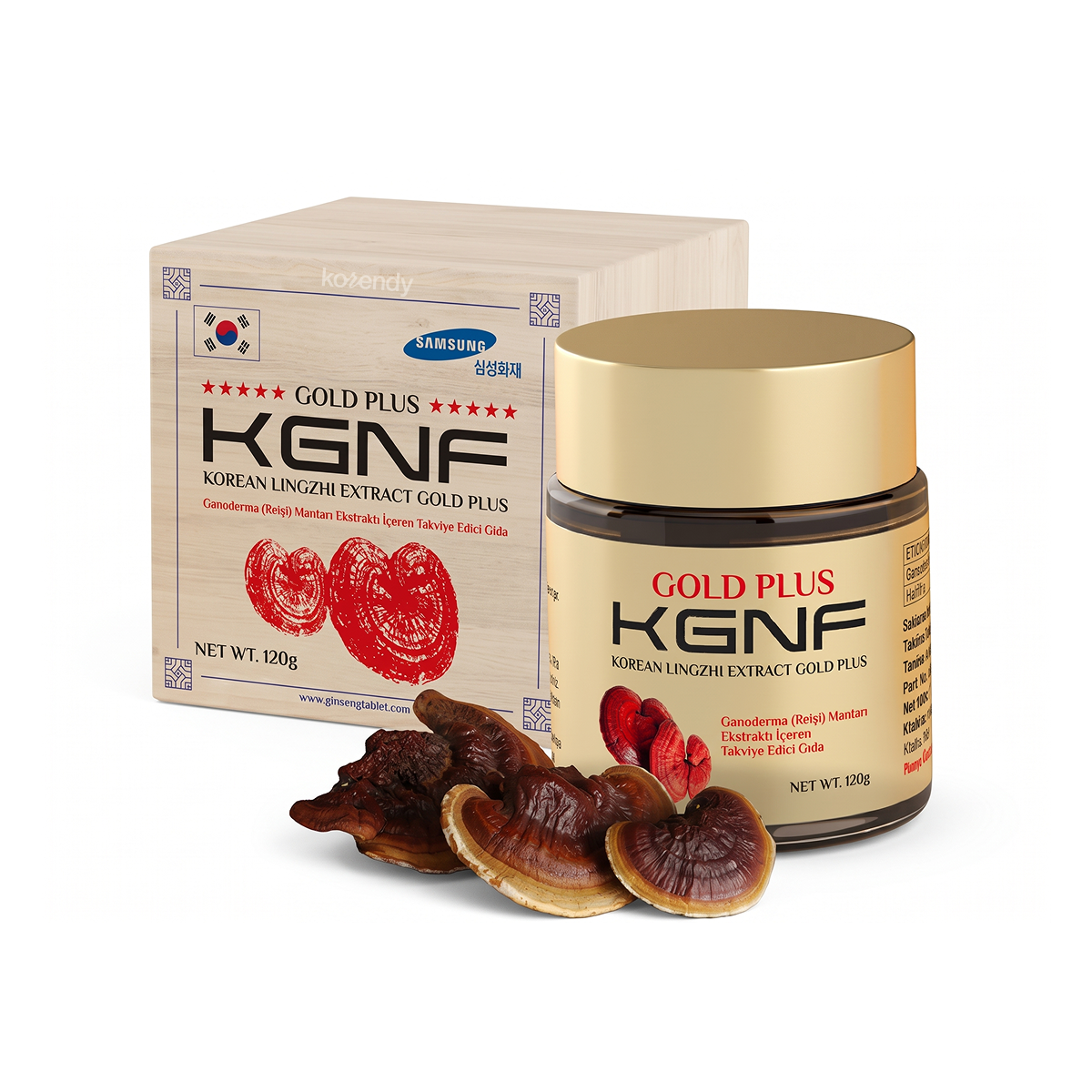 KGNF - Korean Lingzhi Reishi Extract Gold Plus (%35 Reishi Mantarı Ekstraktlı Toz Takviye Edici Gıda) 120g (Lansman İndirimli)