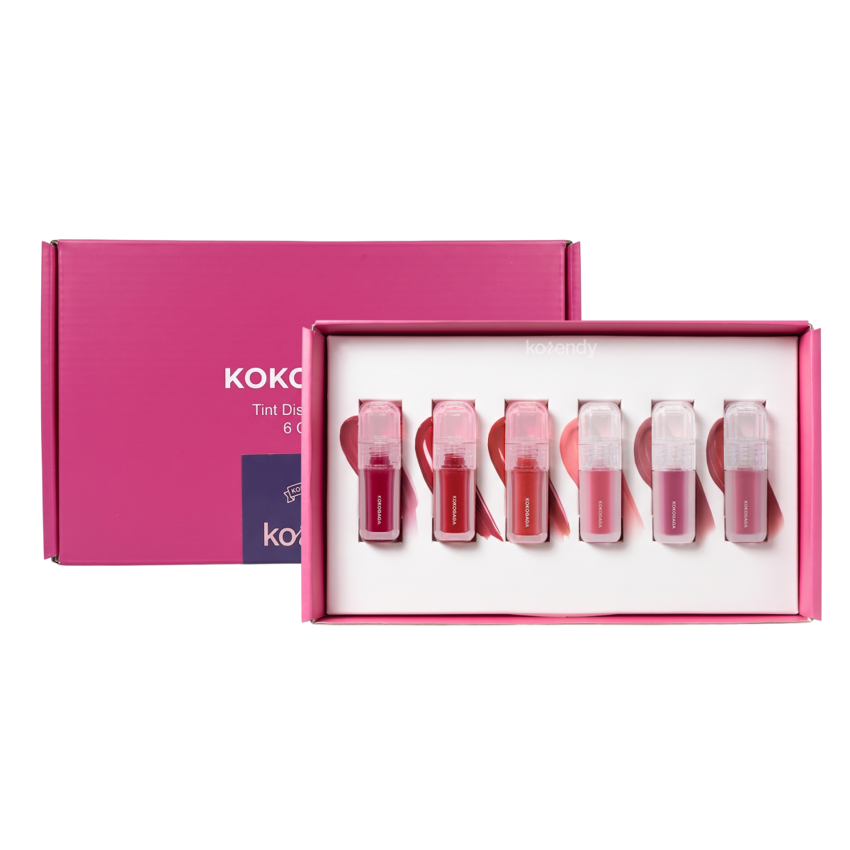 KOKOGAGA - Tint Discovery Kit (4g x 6) (Parlak ve Kadifemsi Bitişleri Buluşturan Altı Renkli Dudak Tint Seti)