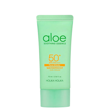 Holika Holika - Aloe Soothing Essence Waterproof Sun Cream SPF50+ (Suya Dayanıklı Cildi Yatıştırmaya Yardımcı Aloe Güneş Kremi) 70ml (Orijinal Versiyon)