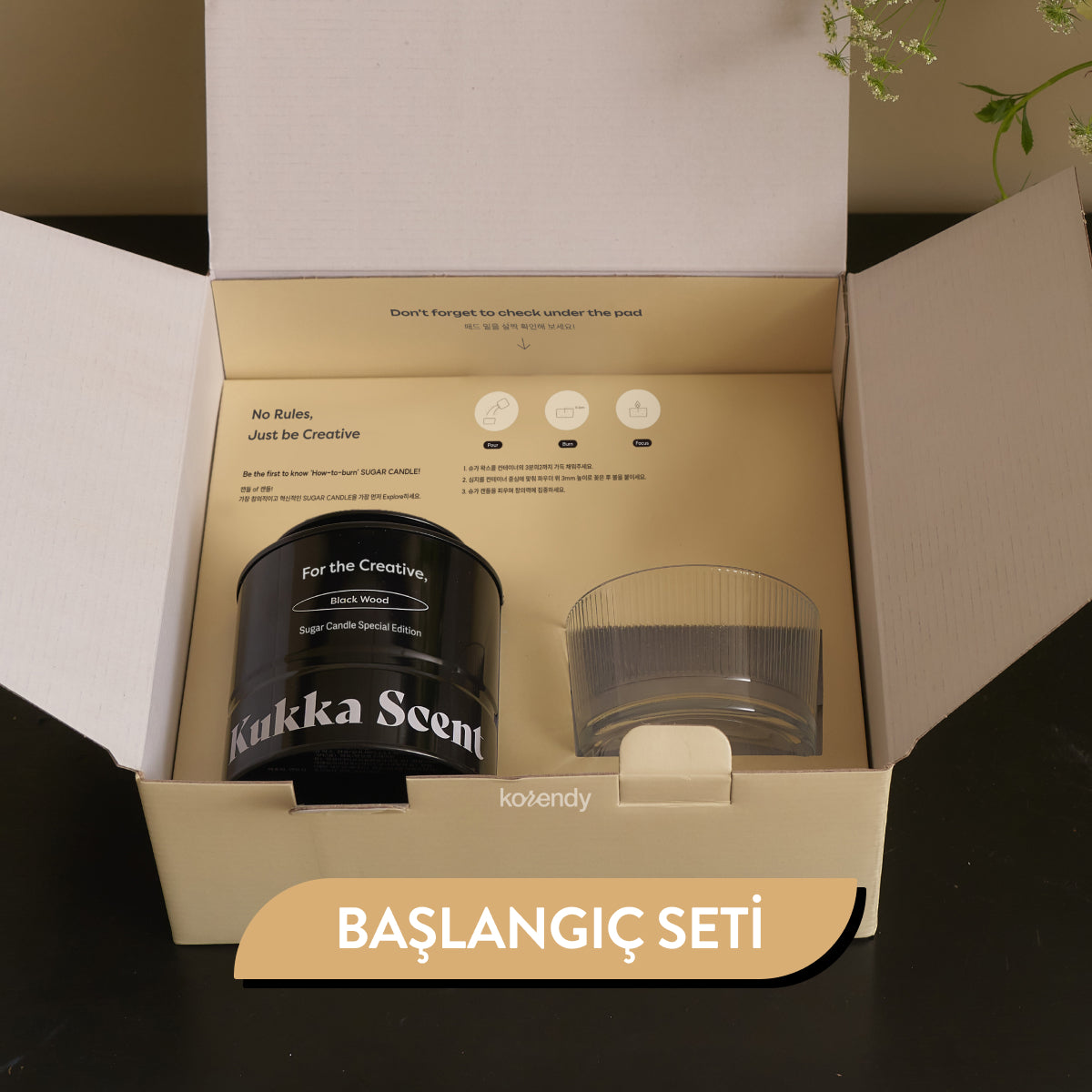 Kukka Scent - Sugar Candle Black Wood (Fitalatsız Parafinsiz, %99 Palm Wax + %1 Aromatik Orman Kokulu İnci Mum) (%15-%30 Lansman İndirimi)