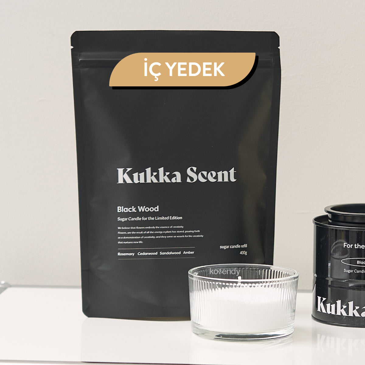 Kukka Scent - Sugar Candle Black Wood (Fitalatsız Parafinsiz, %99 Palm Wax + %1 Aromatik Orman Kokulu İnci Mum) (%15-%30 Lansman İndirimi)