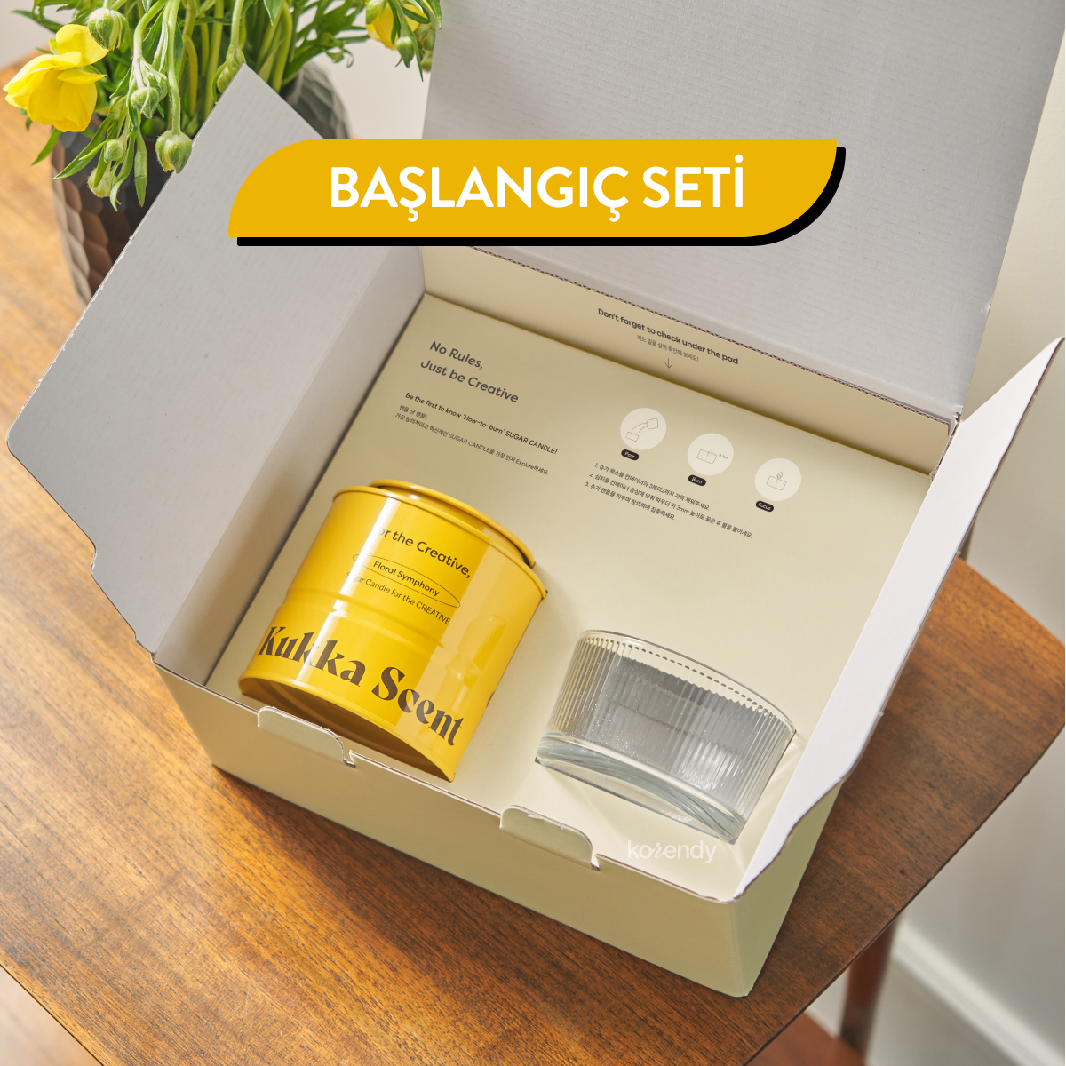 Kukka Scent - Sugar Candle Floral Symphony (Fitalatsız Parafinsiz, %99 Palm Wax + %1 Egzotik Çiçek ve Vanilya Kokulu İnci Mum) (%15-%30 Lansman İndirimi)