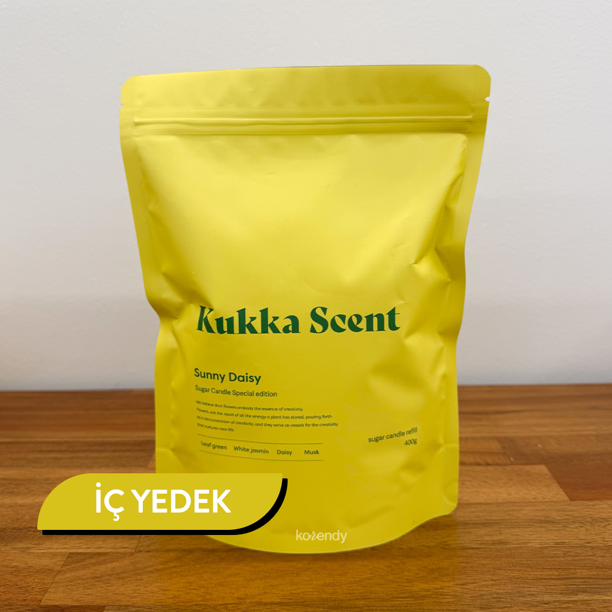 Kukka Scent - Sugar Candle Sunny Daisy (Fitalatsız Parafinsiz, %99 Palm Wax + %1 Papatya ve Yeşil Yaprak Kokulu İnci Mum) (%15-%30 Lansman İndirimi)